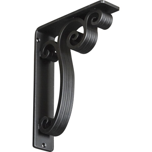 Ekena Millwork Avery Wrought Iron Bracket, (Triple center brace), Powder Coated Black 2"W x 7 1/2"D x 10"H BKTM02X07X10TAV - main